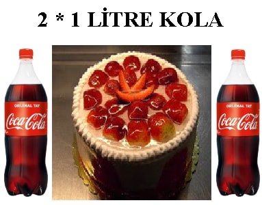 6-9 Kişilik Çilekli Yaş Pasta & 2x1 Lt Cola Karaman pasta sipariÅŸi