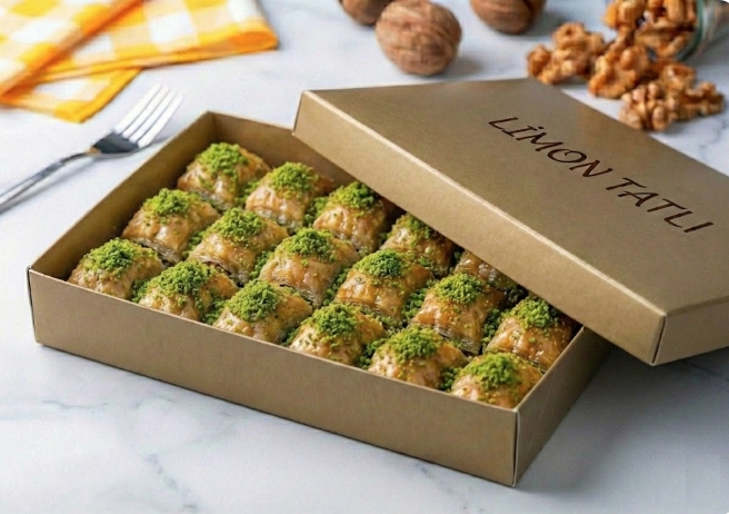 Kat Kat Emek İçeren 1 kg Fıstıklı Baklava Karaman pasta siparişi