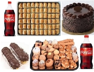 Zengin İkram Seti Baklavadan Eklere Pasta Çeşitleri ve Kola Menüsü Karaman pasta siparişi